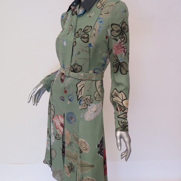 Gucci Flora Kris Knight Print Dress Light Green 40 - Picture 4 of 7